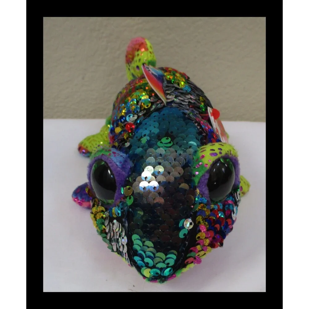 Ty Flippables Karma The Iguana Big Green Glitter Eyes NEW